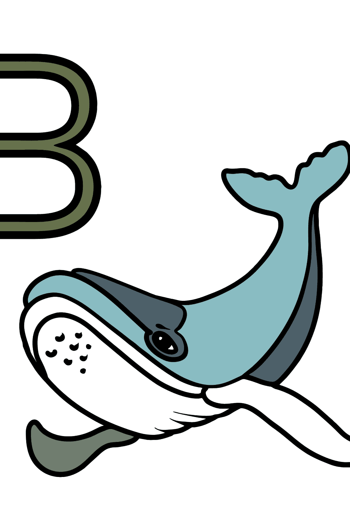 Dibujo de Letra B Portuguesa para colorear - BALEIA - Dibujos para Colorear para Niños