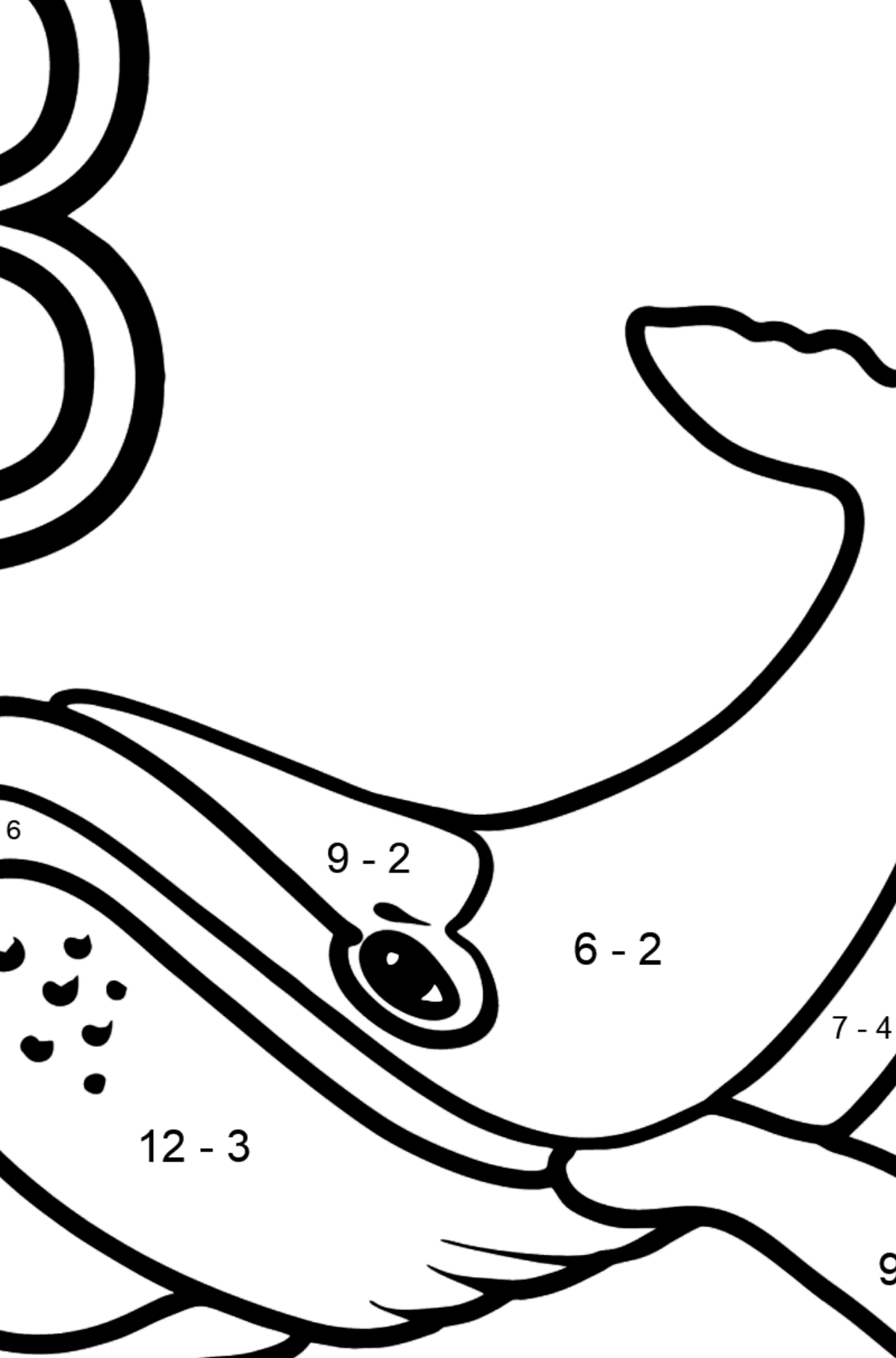 Раскраска Буква B - португальский алфавит - BALEIA - На Вычитание для Детей