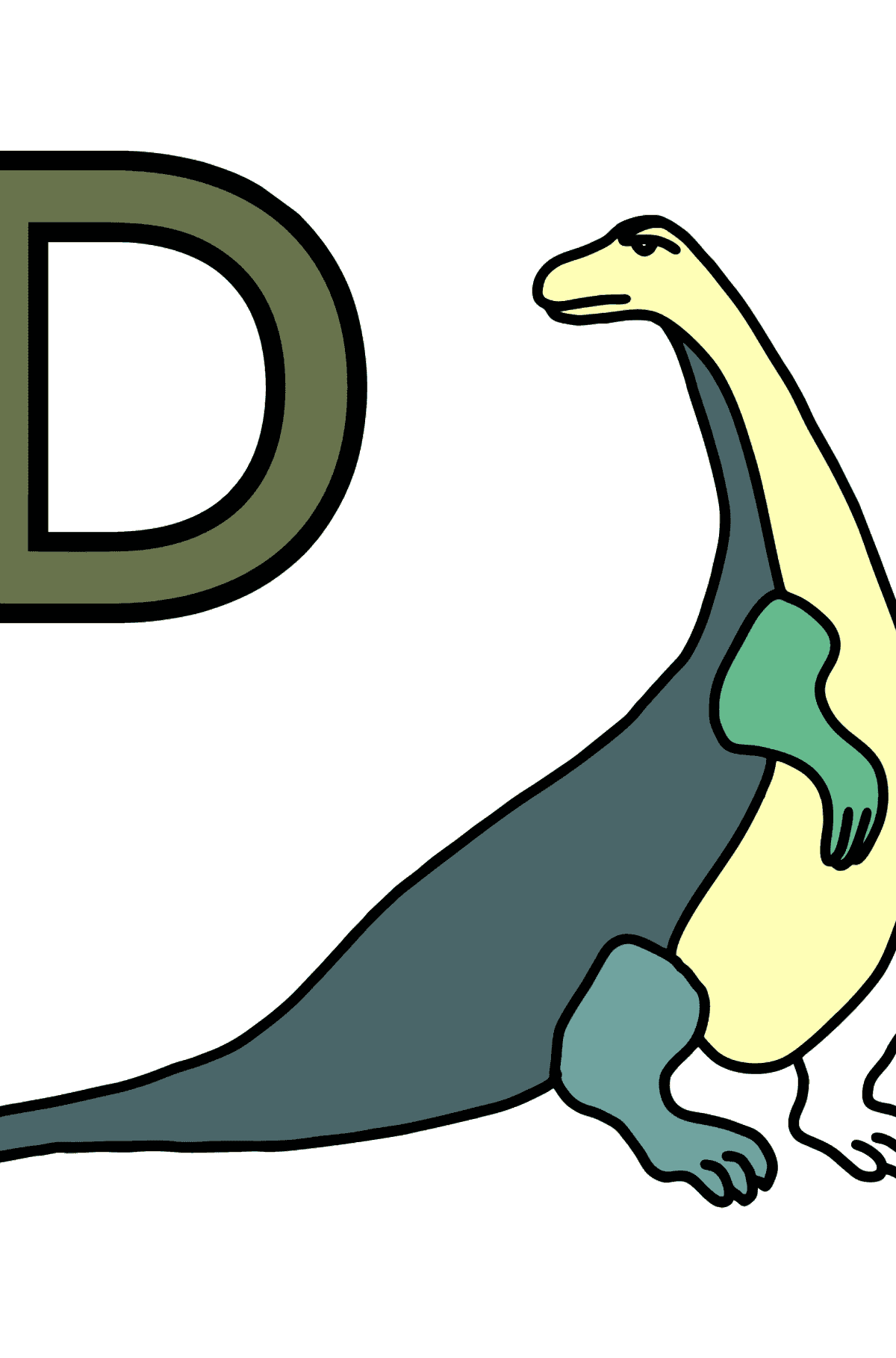 Portuguese Letter D coloring pages - DINOSSAURO - Coloring Pages for Kids