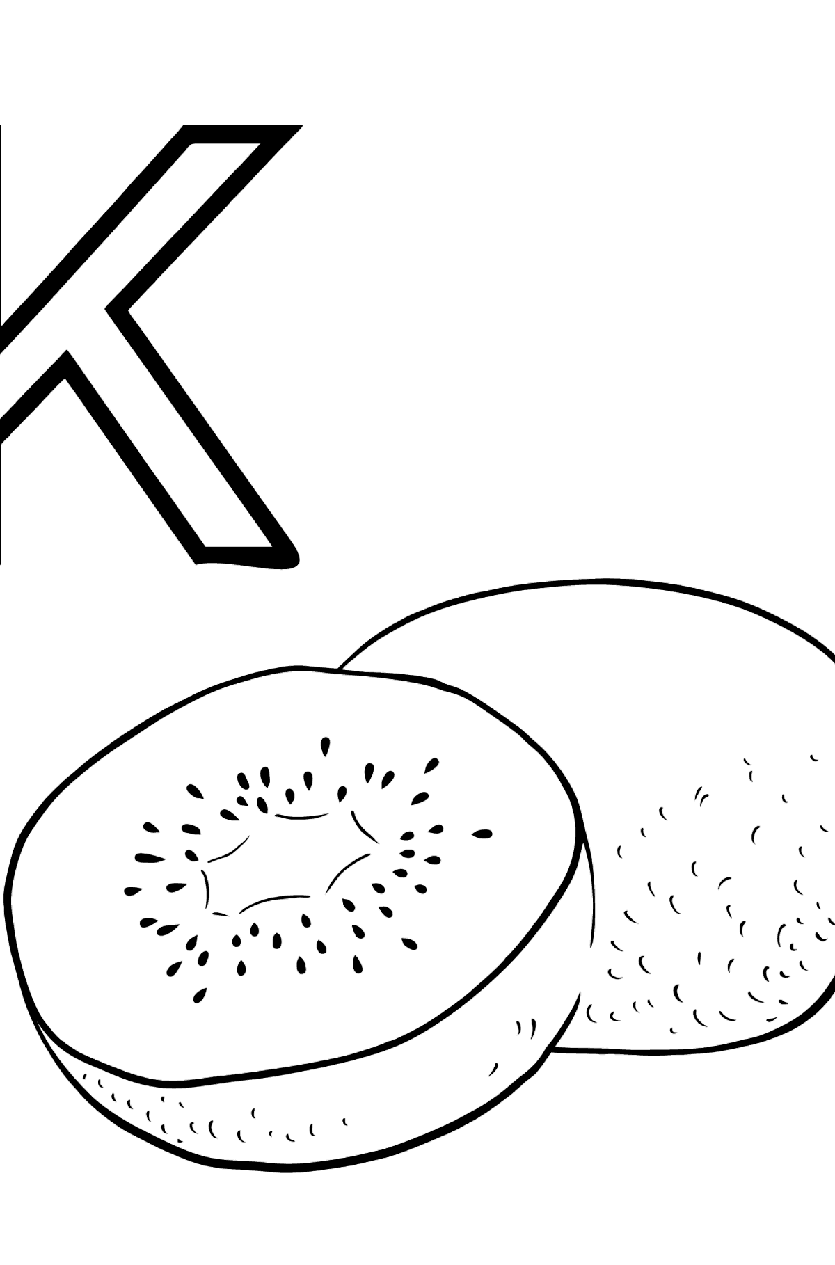 Portuguese Letter K coloring pages - KIWI - Coloring Pages for Kids
