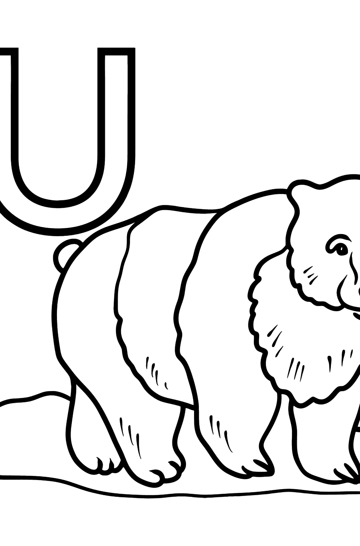 Portuguese Letter U coloring pages - URSO - Coloring Pages for Kids