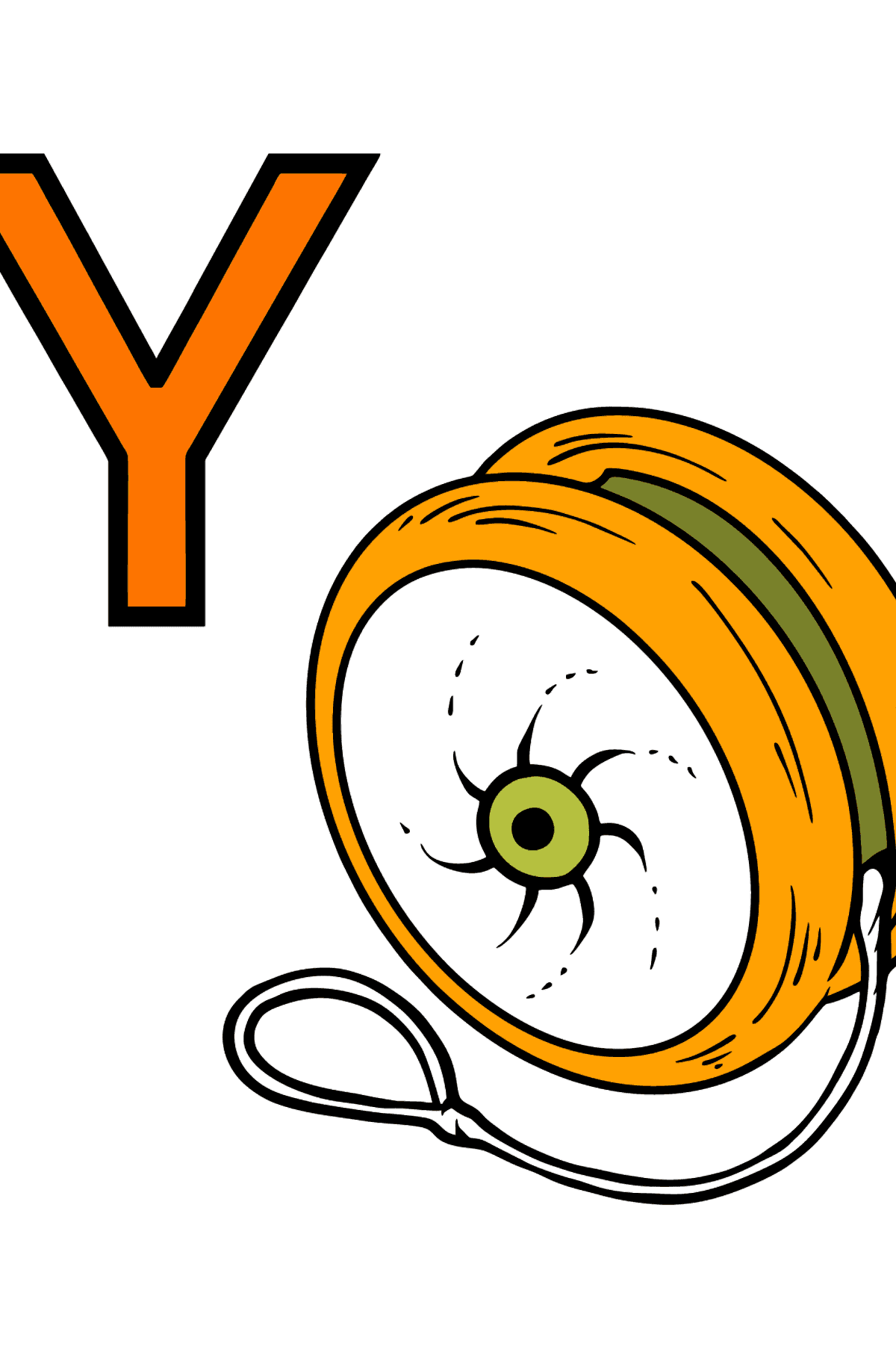 Ausmalbild Portugiesischer Buchstabe Y - YO YO - Malvorlagen für Kinder