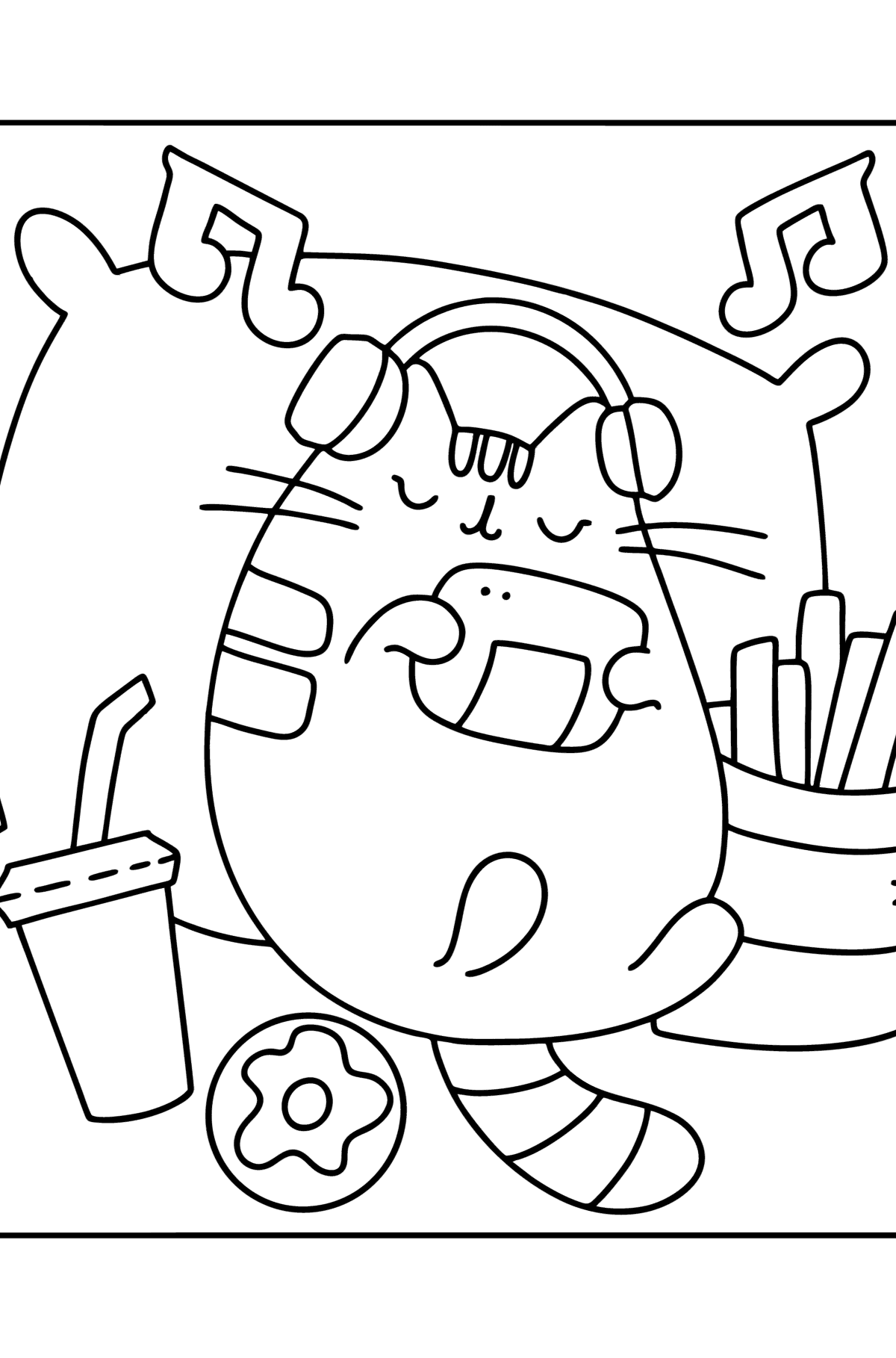 Happy pusheen сoloring page - Coloring Pages for Kids