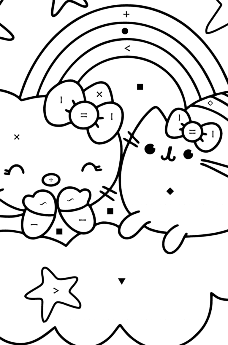Kolorowanka Pusheen i Hello Kitty | Coloring-for-Kids.com