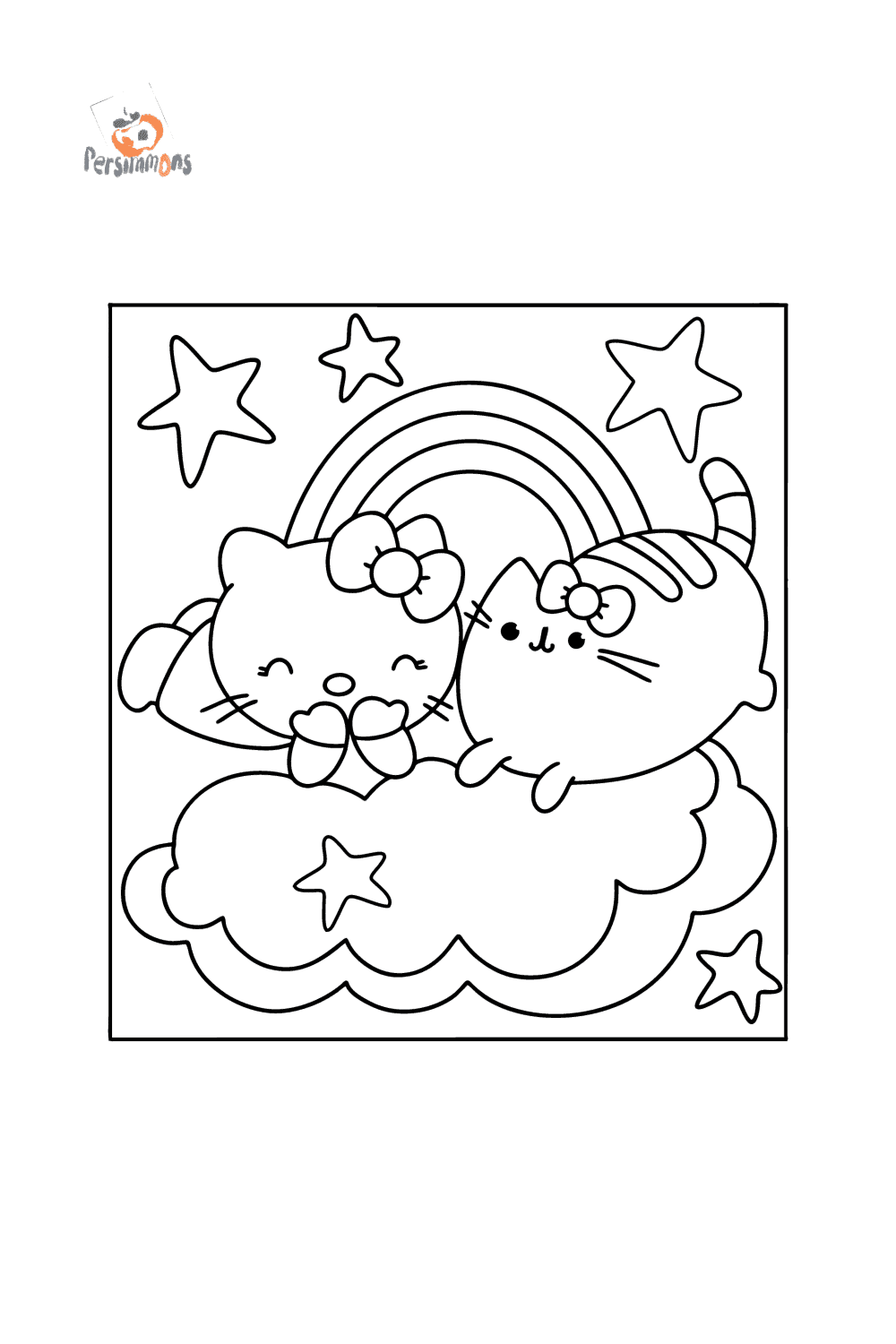 Kolorowanka Pusheen i Hello Kitty | Coloring-for-Kids.com