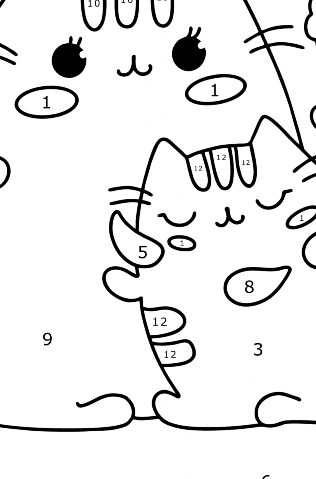 Coloriage Pusheen et maman ♥ En ligne ou imprimer gratuit