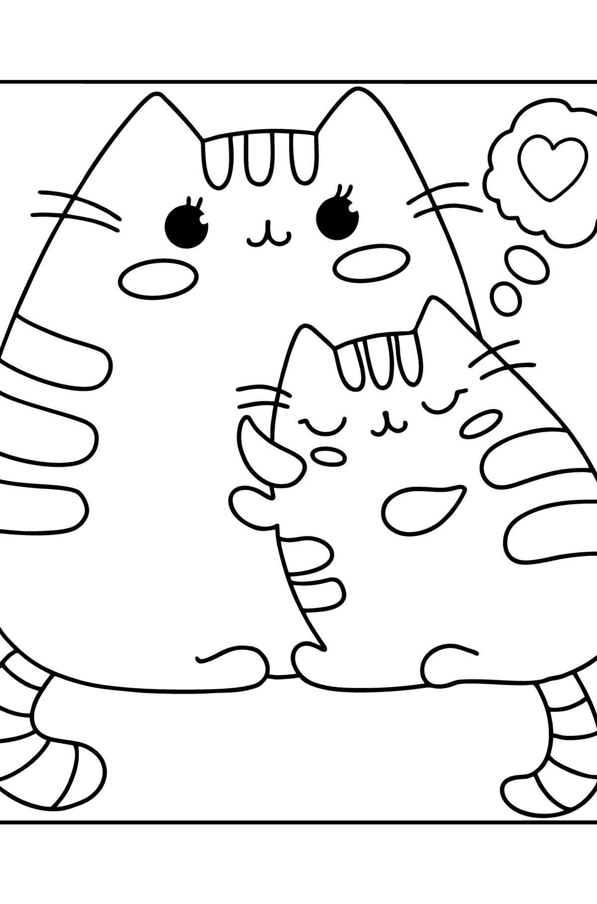 Pusheen and mom сoloring page - Coloring Pages for Kids