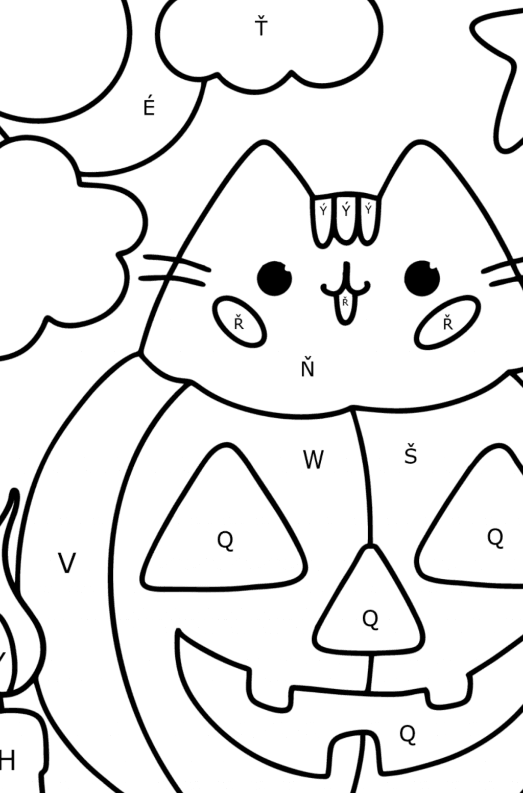 Omalovánka Pusheen a halloween ♥ Online a Tisk zdarma!