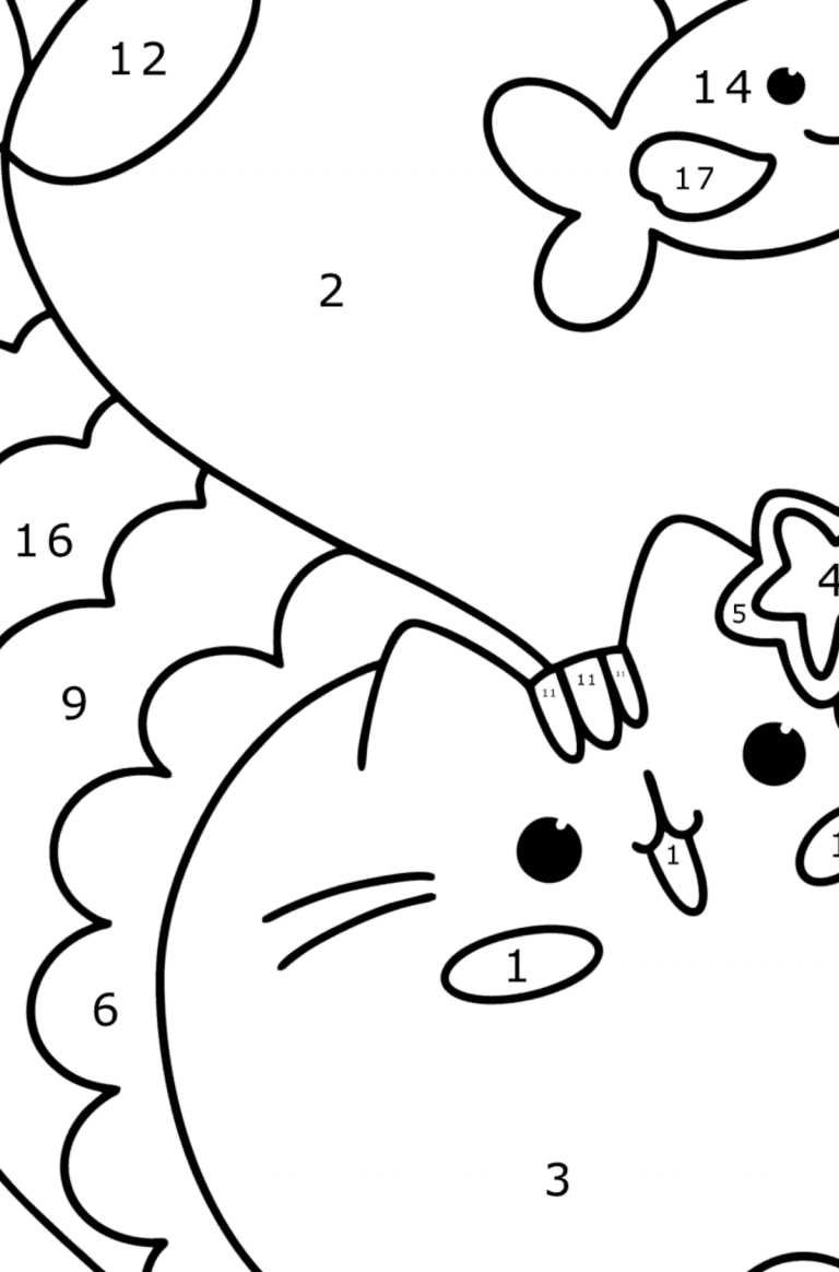 Kolorowanka Syrena Pusheen dla dzieci | Coloring-for-Kids.com