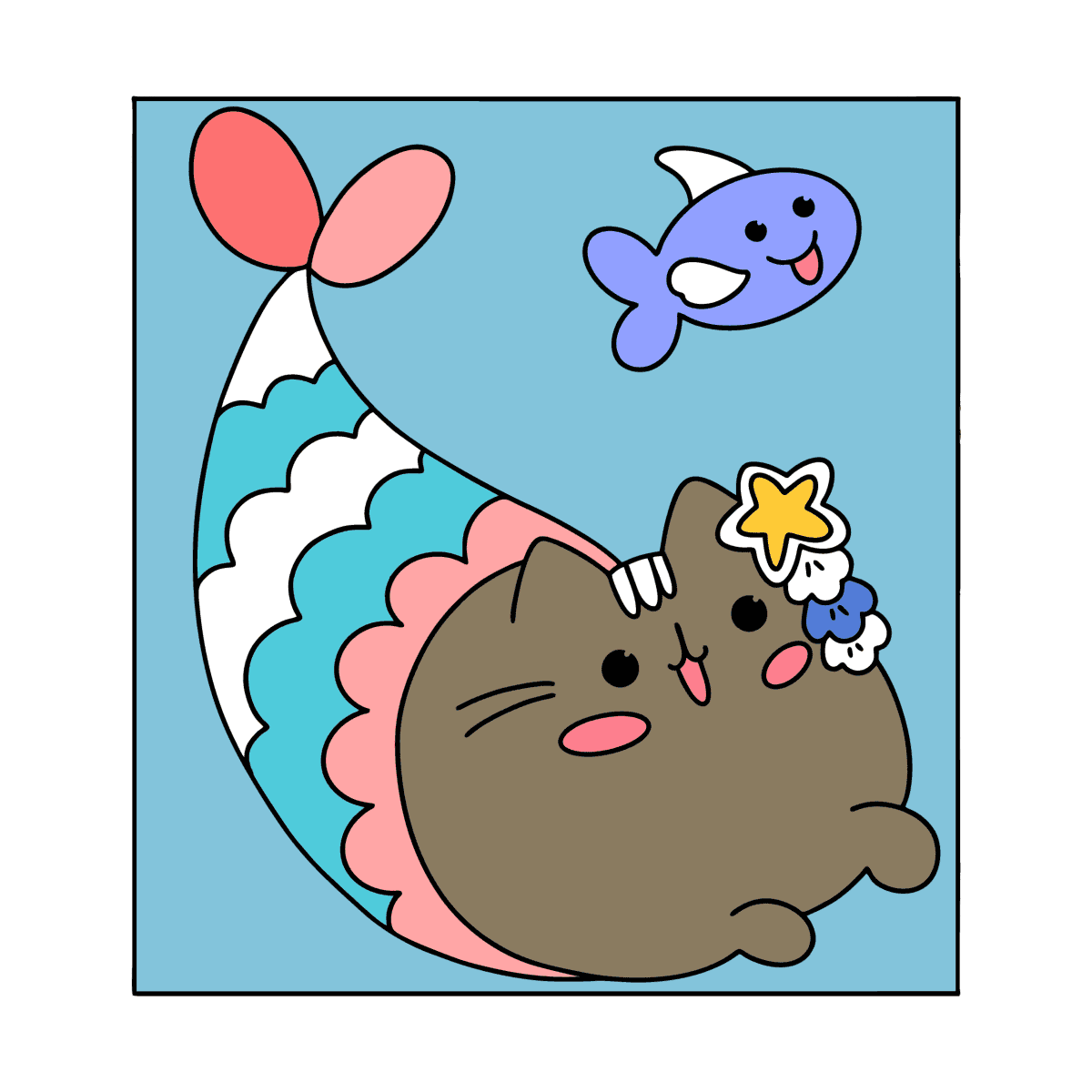 Omalovánka Pusheen mořská panna ♥ Online a Tisk zdarma!