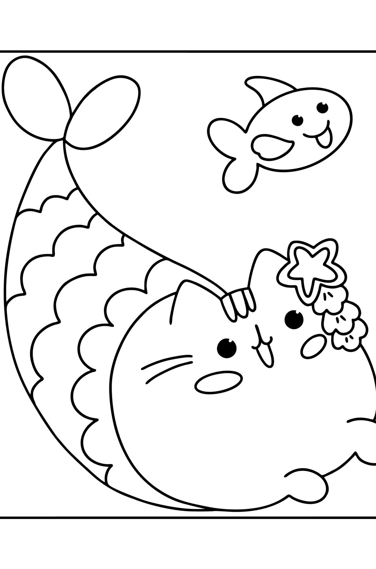 Pusheen mermaid сoloring page - Coloring Pages for Kids