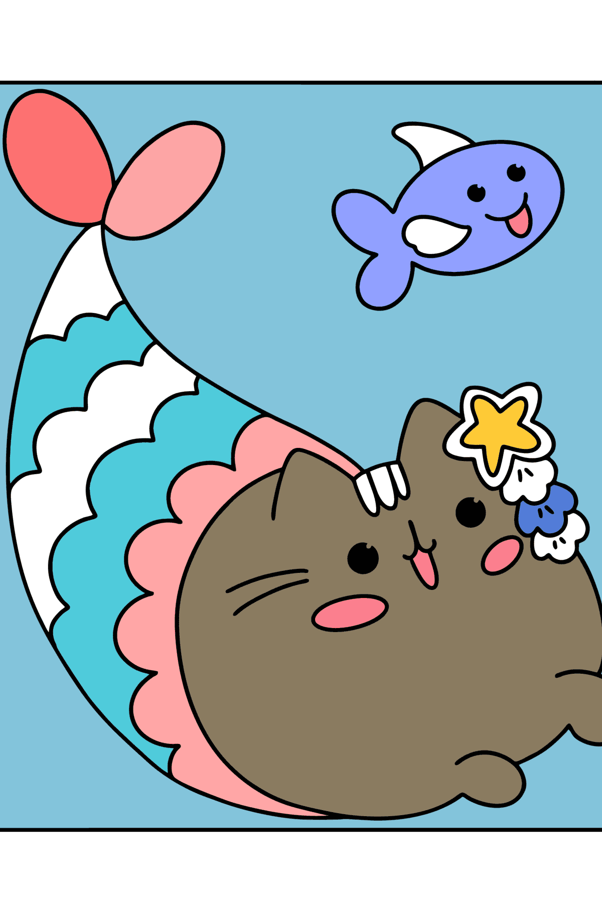 Pusheen mermaid сoloring page - Coloring Pages for Kids
