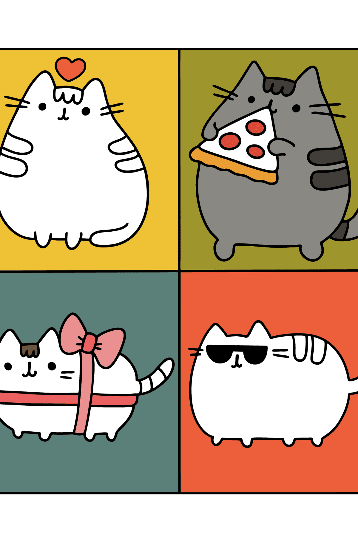 Pusheen mix сoloring page - Coloring Pages for Kids