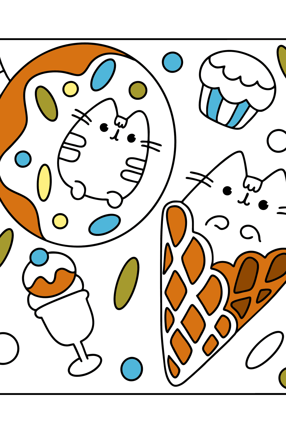 Pusheen sweets сoloring page - Coloring Pages for Kids