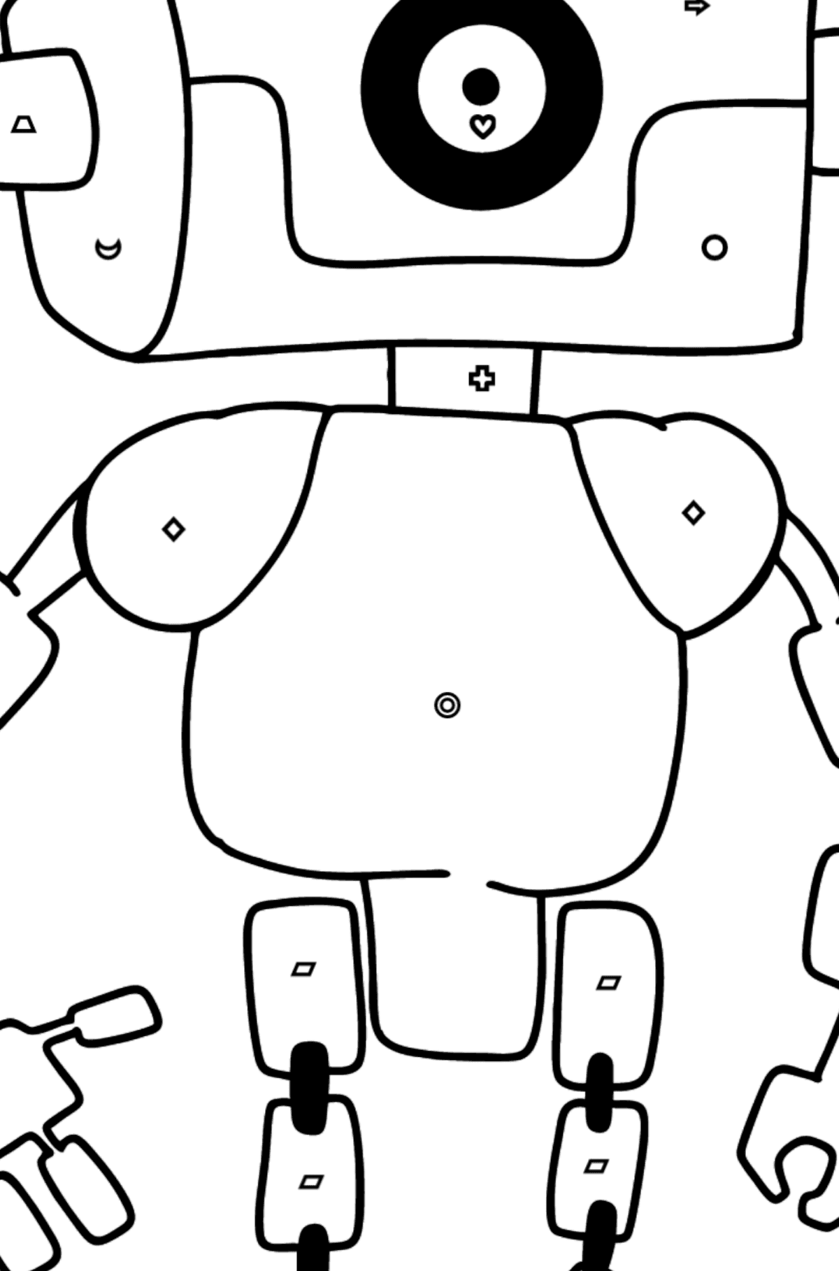 Раскраска очаровательный робот - Картинка высокого качества для Детей