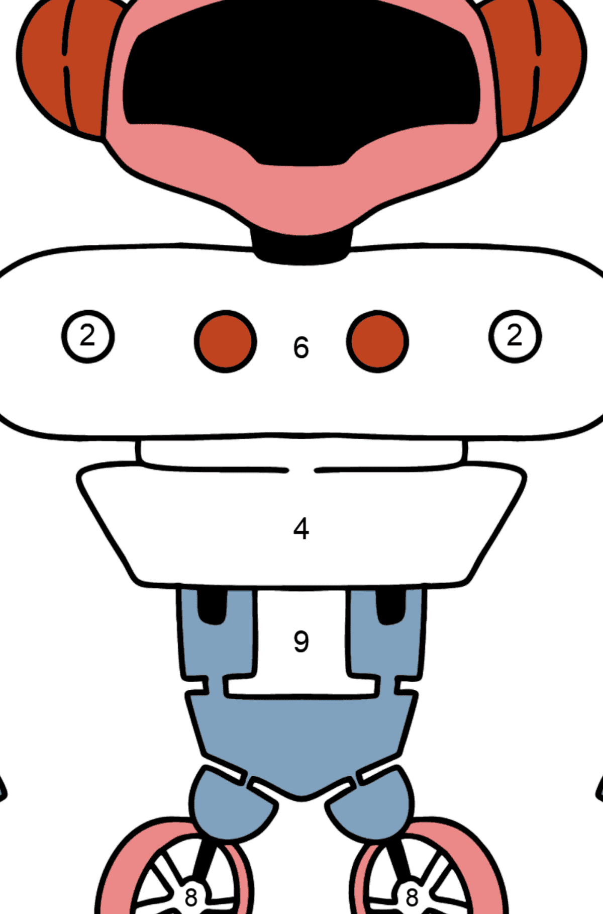 Cute Robot coloring page - Coloring by Numbers for Kids
