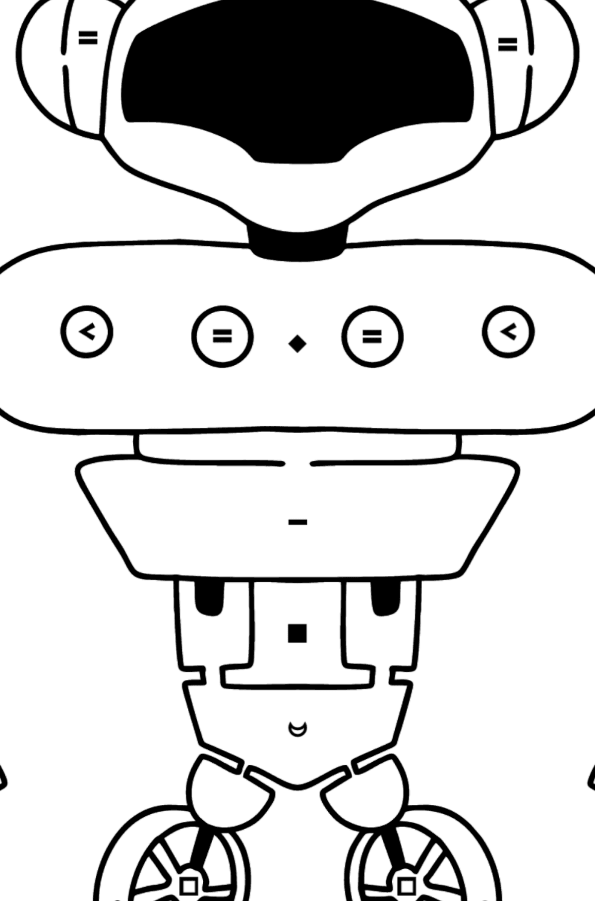 Tegning til farvning robot 1 - Farvelægning af symbolerne for børn