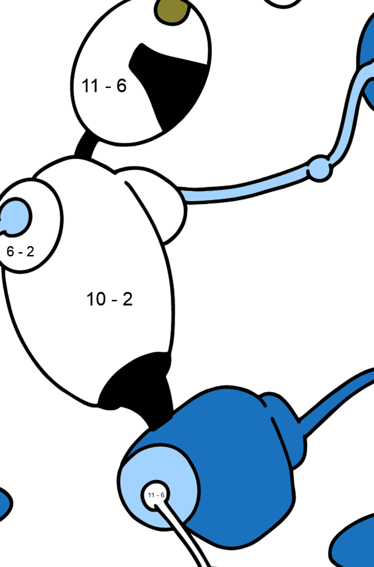 Funny Robot coloring page - Math Coloring - Subtraction for Kids