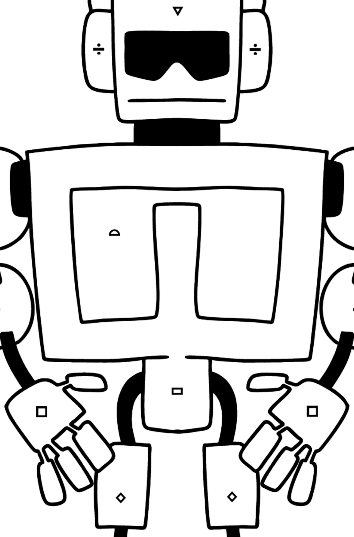 Tegning til farvning robot 4 - farvelægning side efter symboler og geometriske former for børn