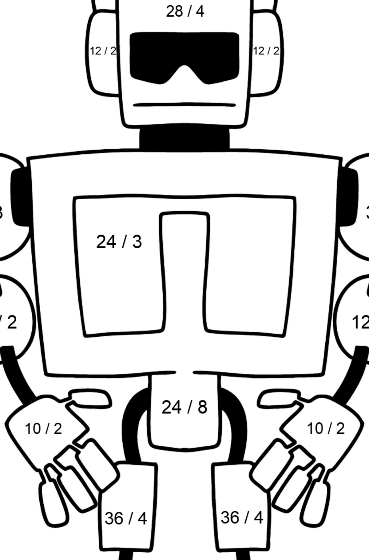 Tegning til farvning robot 4 - Matematisk farvelægning side -- Division for børn
