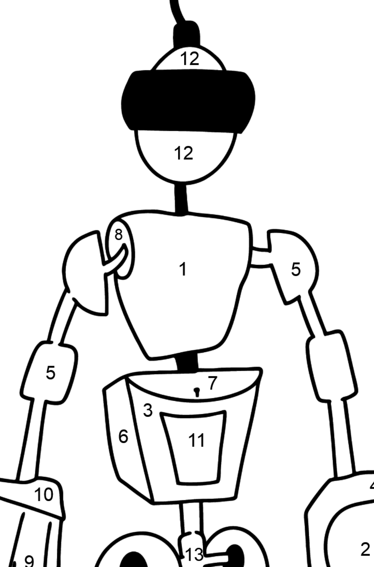Раскраска робот помощник - По Номерам для Детей