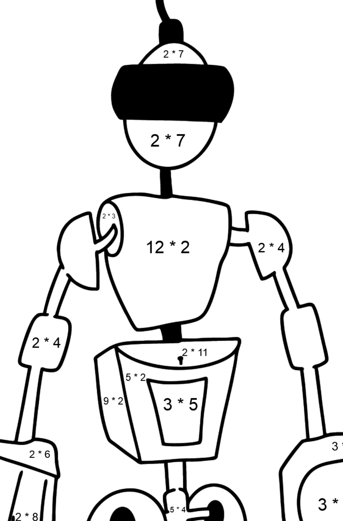 Раскраска робот помощник - На Умножение для Детей