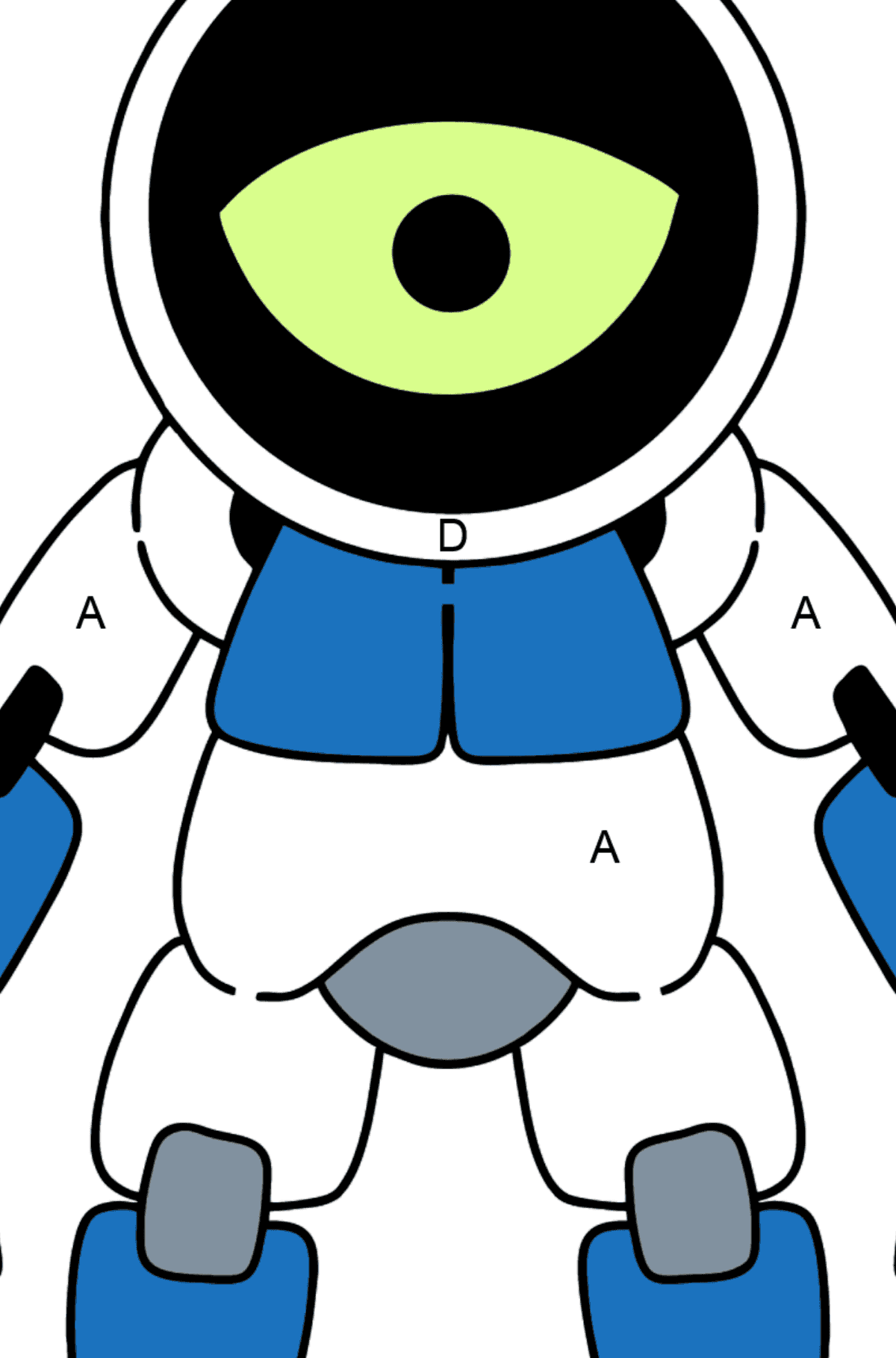 Dibujo de Robot Cíclope para colorear - Colorear por Letras para Niños
