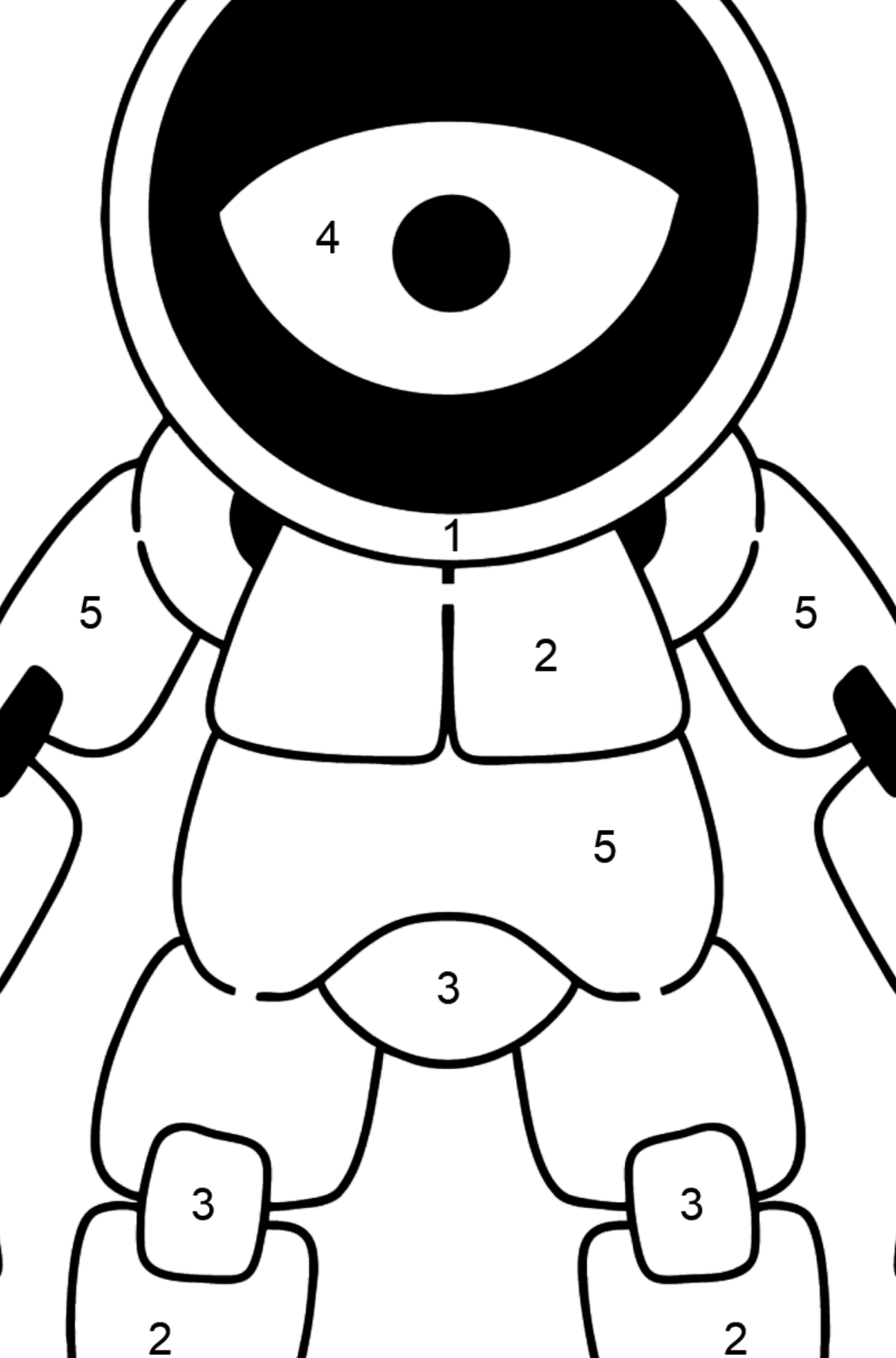 Раскраска робот циклоп - По Номерам для Детей