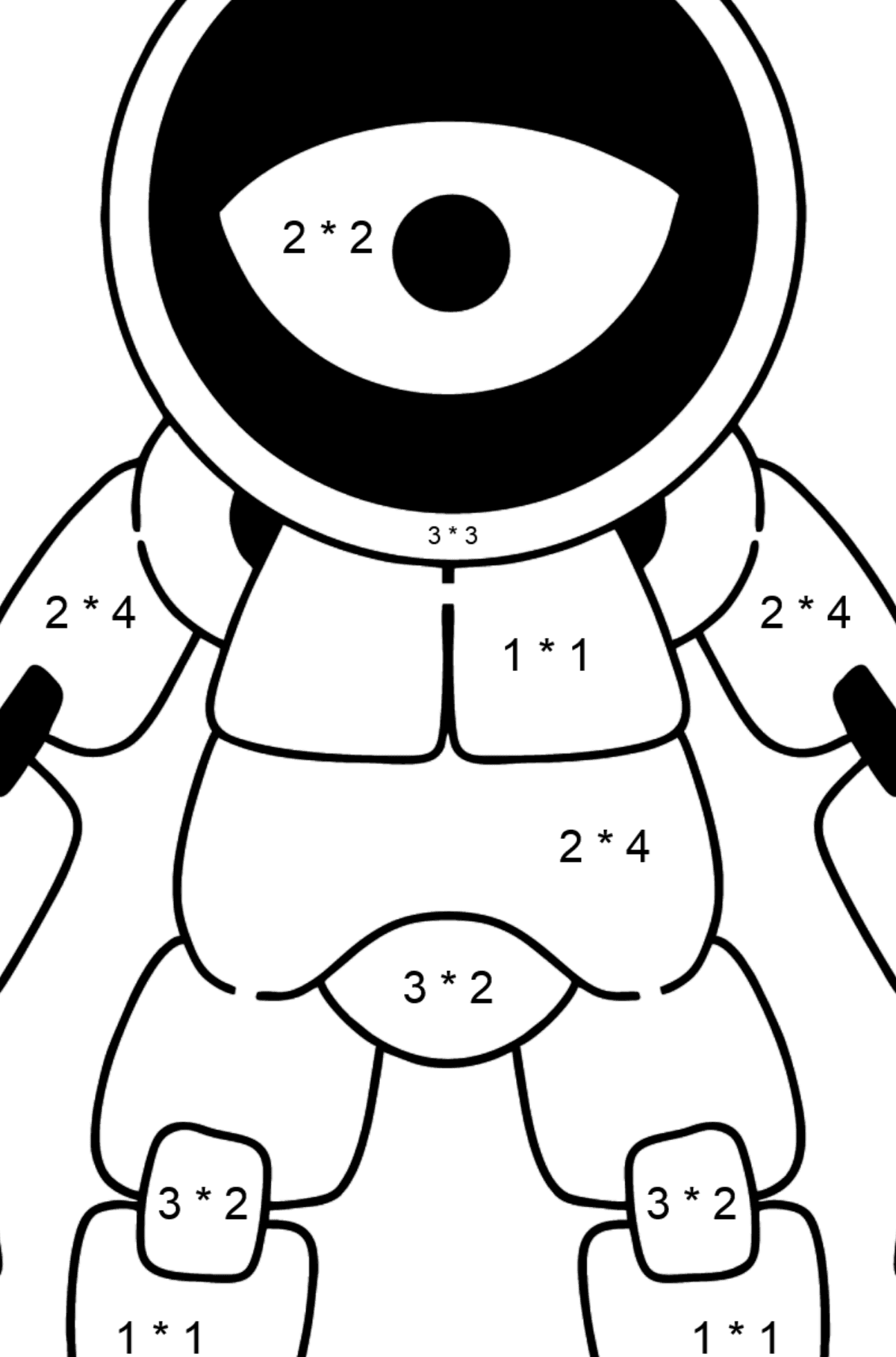 Coloriage - Robot Cyclope - Coloriage Magique Multiplication pour les Enfants