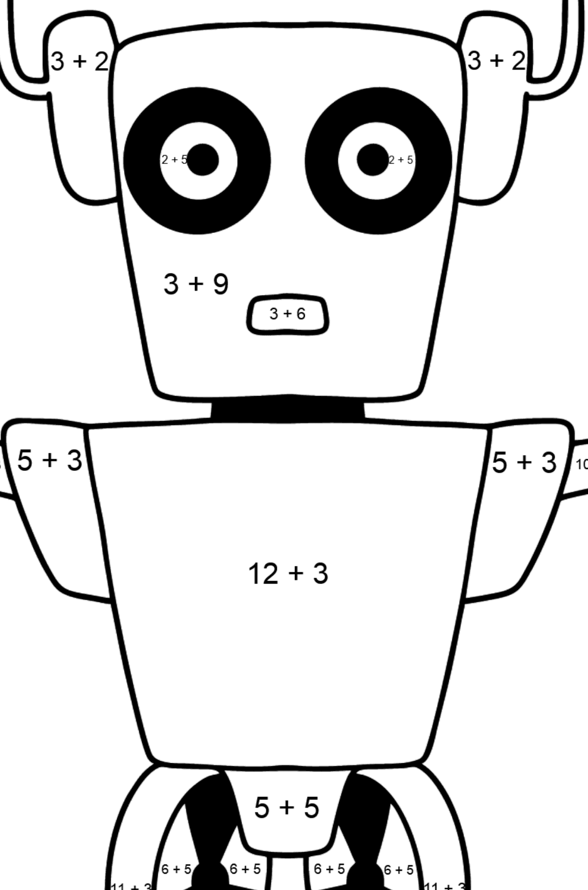 Раскраска полезный робот - На Сложение для Детей