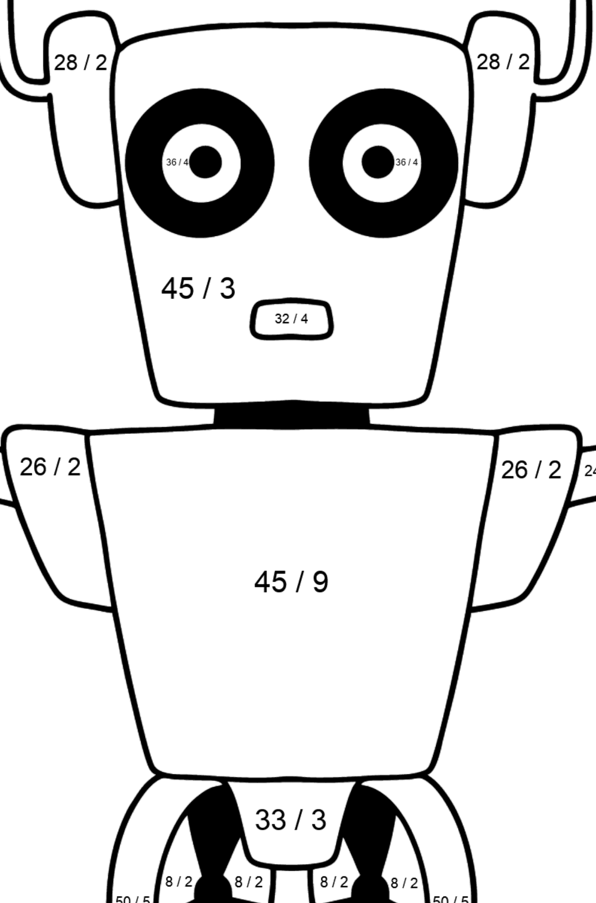 Раскраска полезный робот - На Деление для Детей