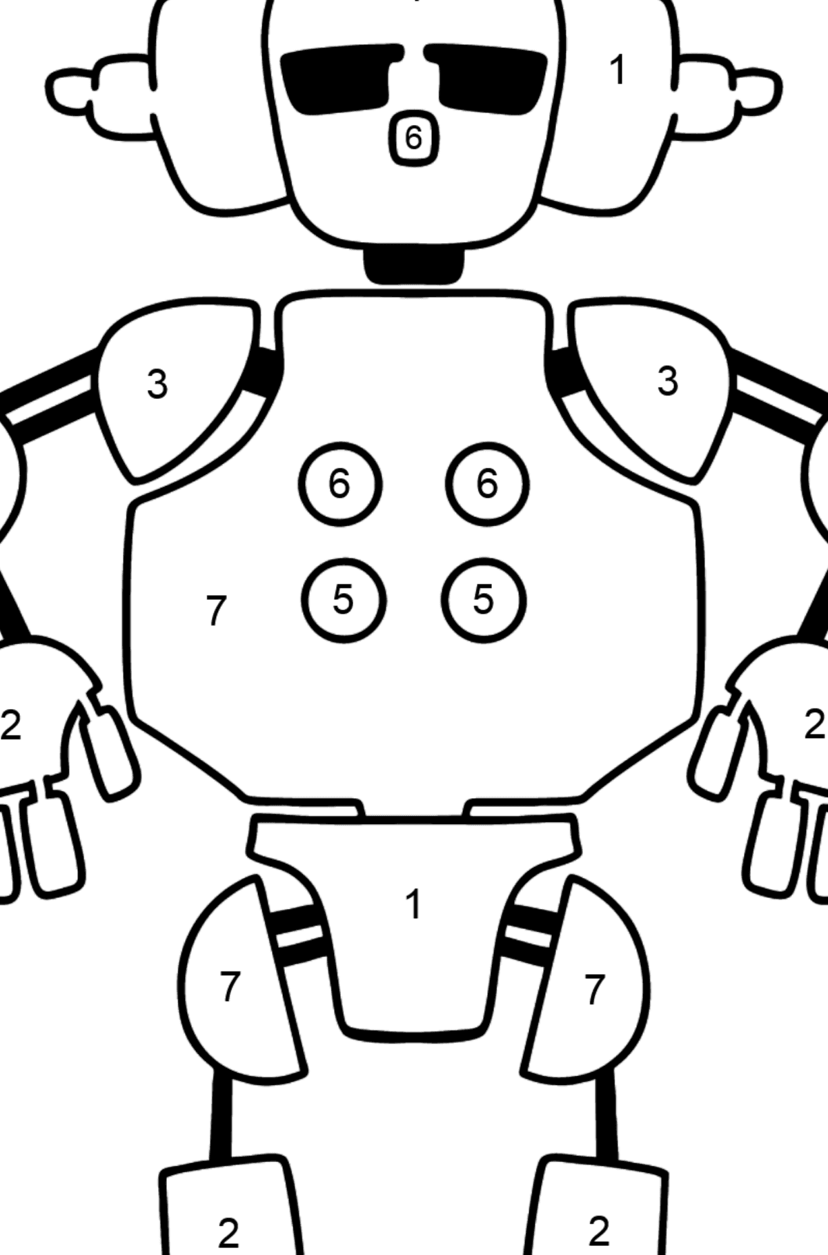 Раскраска веселый робот - По Номерам для Детей
