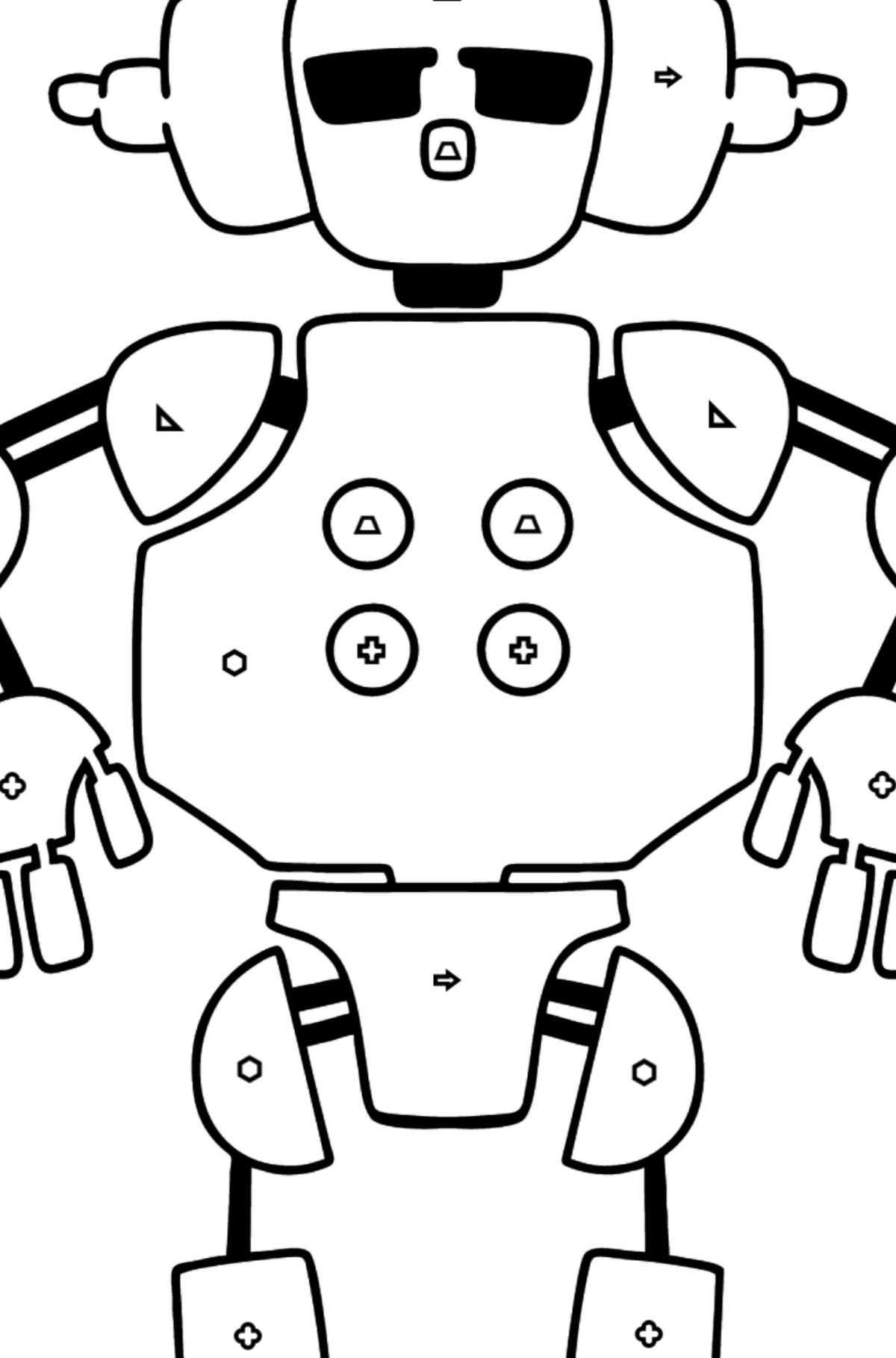 Tegning til farvning robot 11 - Farvelægning af geometriske figurer for børn