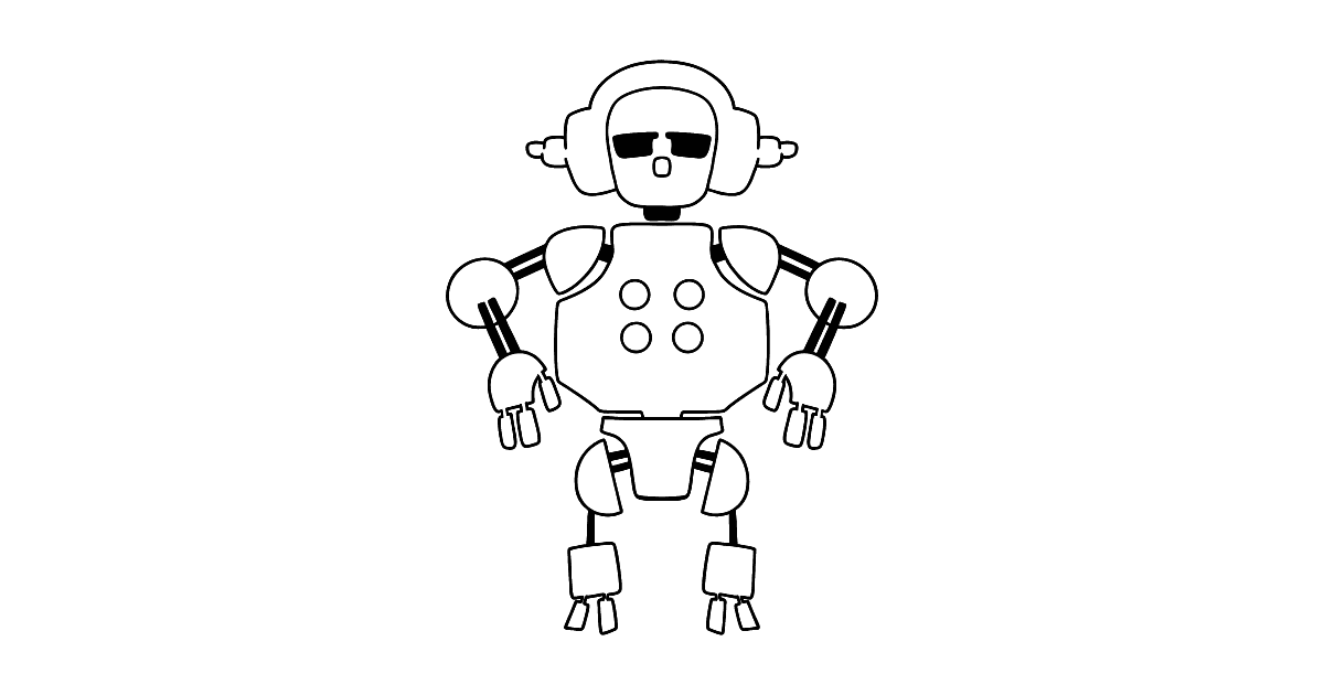 Robot with Headphones coloring page ♥ Online and Print for Free!