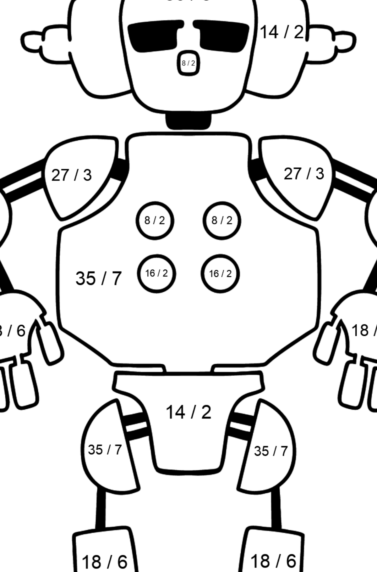 Tegning til farvning robot 11 - Matematisk farvelægning side -- Division for børn
