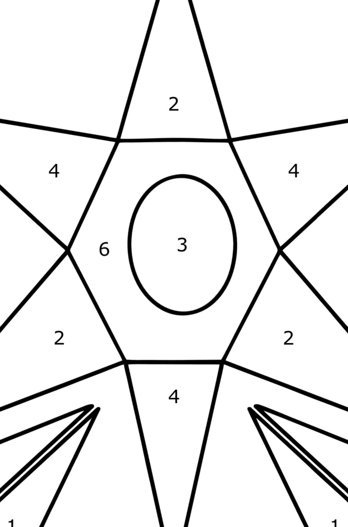 Coloring page - aster from geometric shapes - Coloring by Numbers for Kids