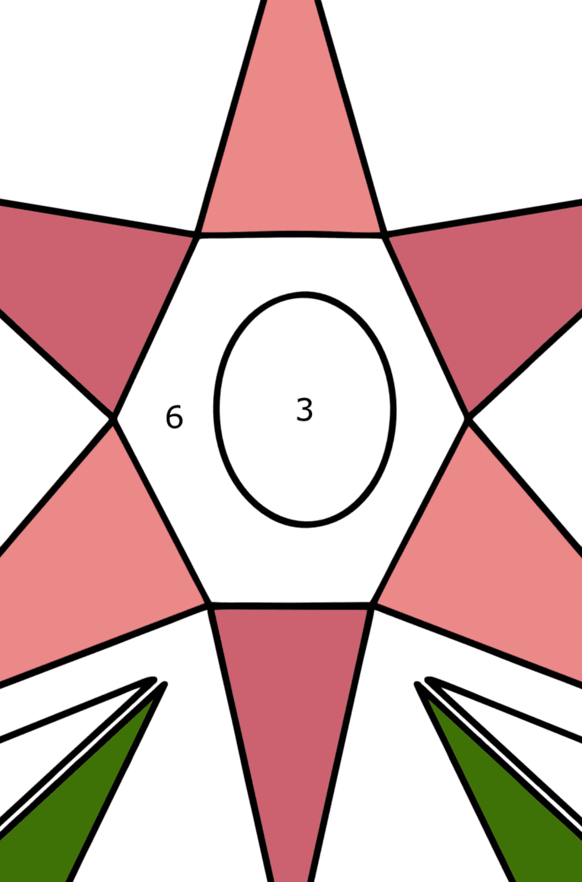 Ausmalbild Geometrische Figuren Blume - Malen nach Zahlen für Kinder