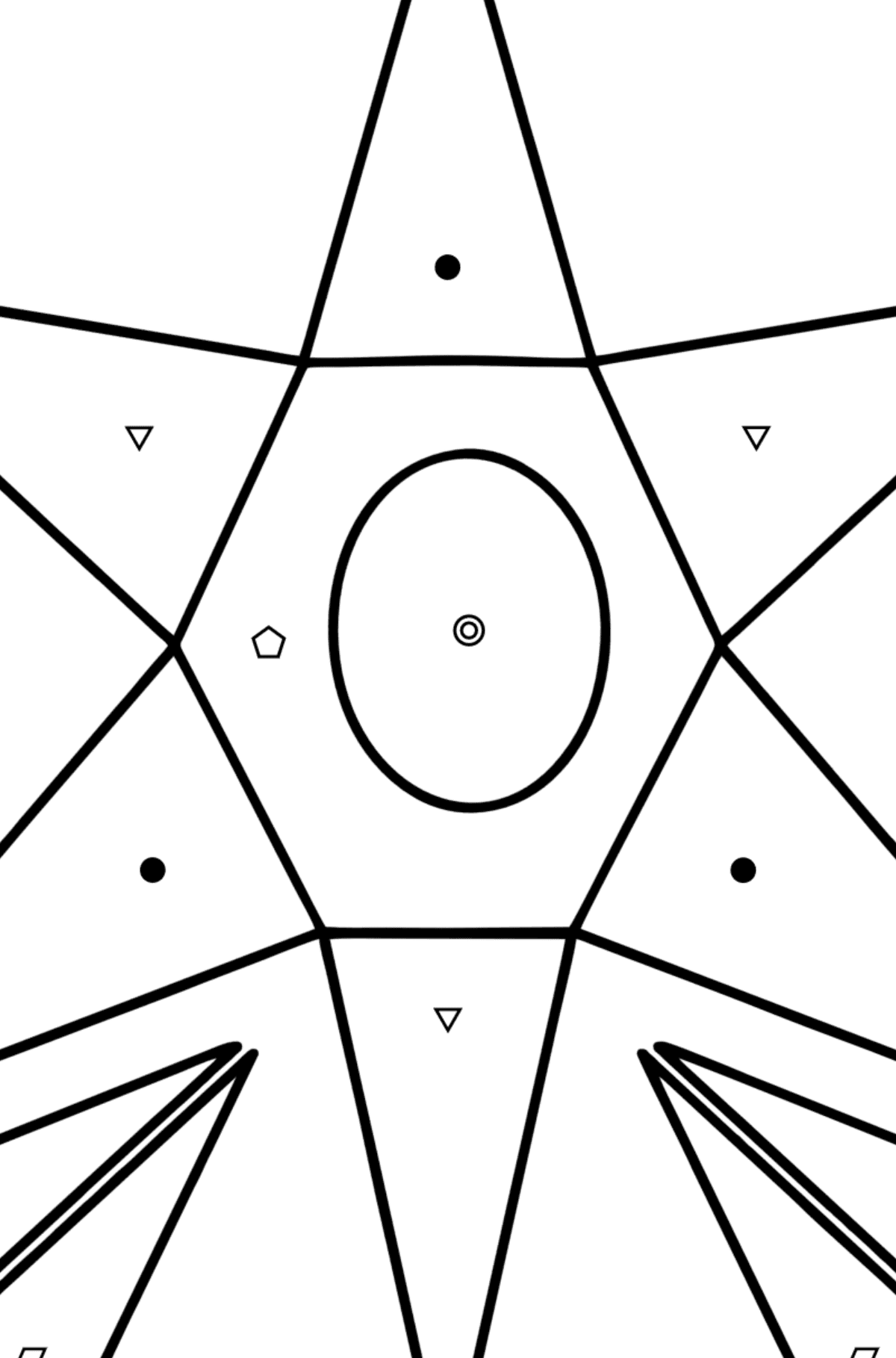 Tegning til farvning geometriske former - blomst - farvelægning side efter symboler og geometriske former for børn