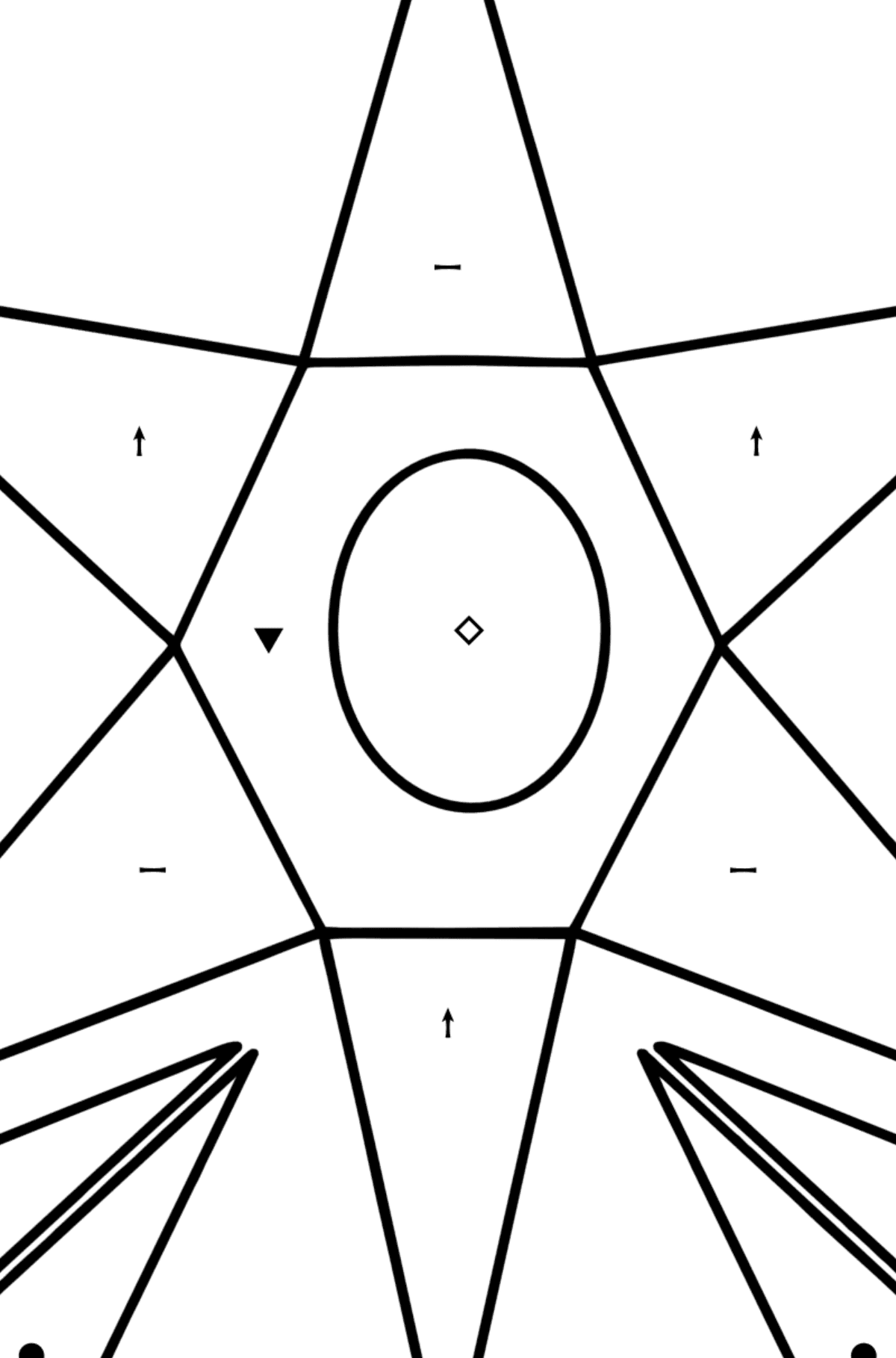 Coloring page - aster from geometric shapes - Coloring by Symbols for Kids