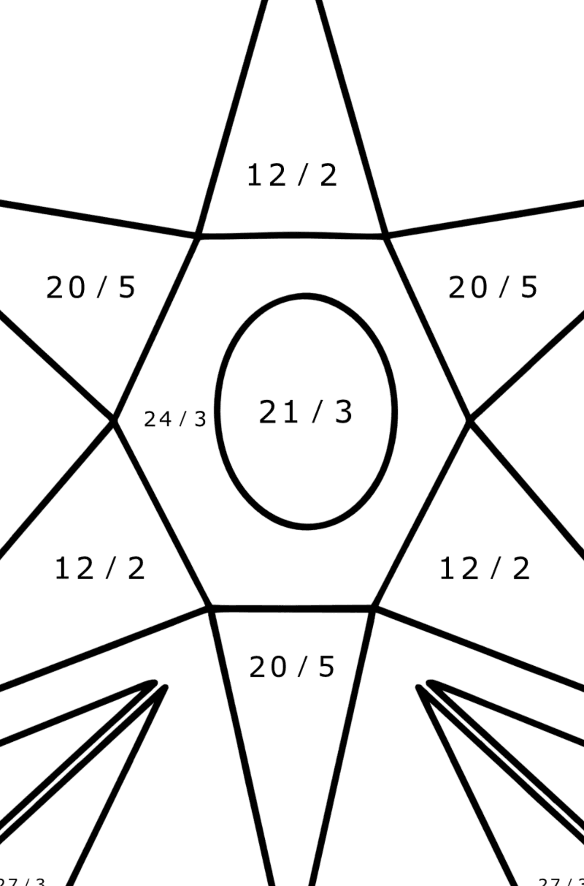 Omalovánka geometrické tvary - květina - Matematická Omalovánka - Dělení pro děti