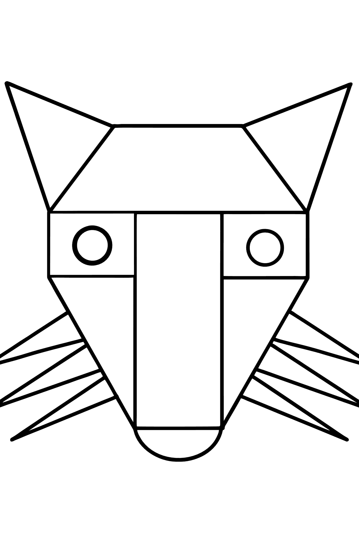 Kifestő geometriai formák - róka - Színező oldalak gyerekeknek