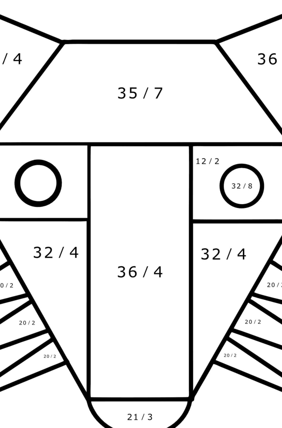Ausmalbild Geometrische Pfifferlinge - Mathe Ausmalbilder - Division für Kinder