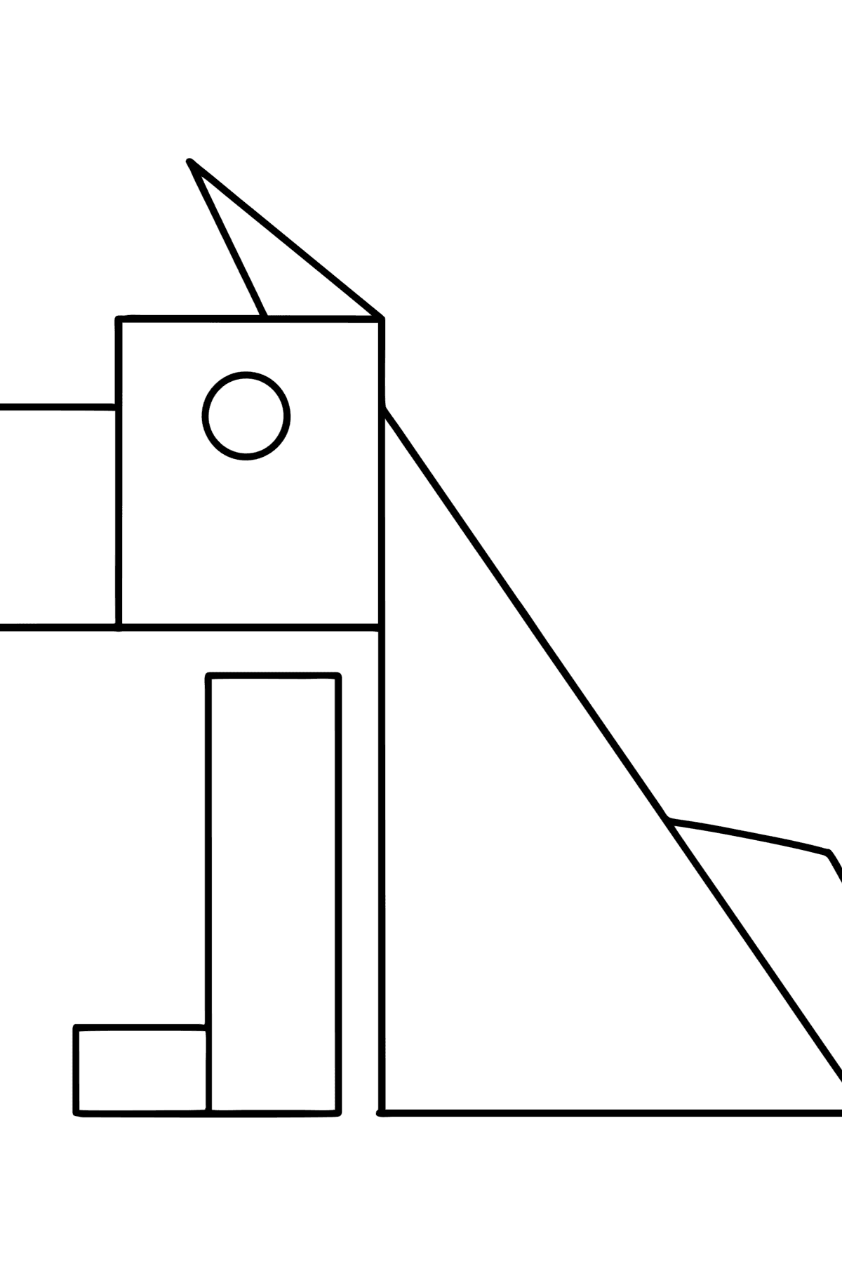 Kifestő geometriai formák - kutya - Színező oldalak gyerekeknek