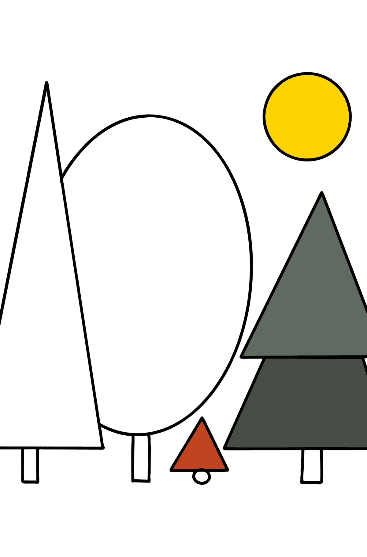 Geometric Forest Landscape coloring page - Coloring Pages for Kids