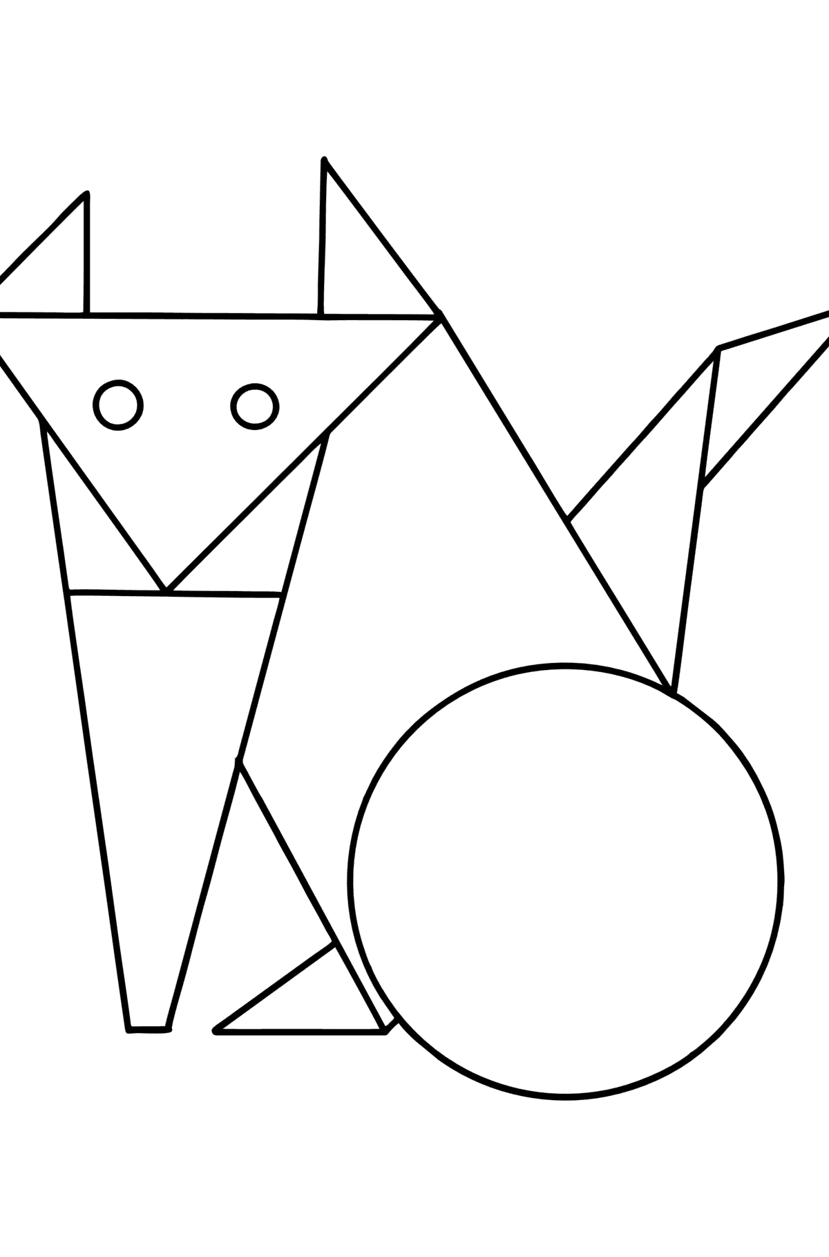 Värityskuva geometriset muodot - kissanpentu - Värityskuvat lapsille