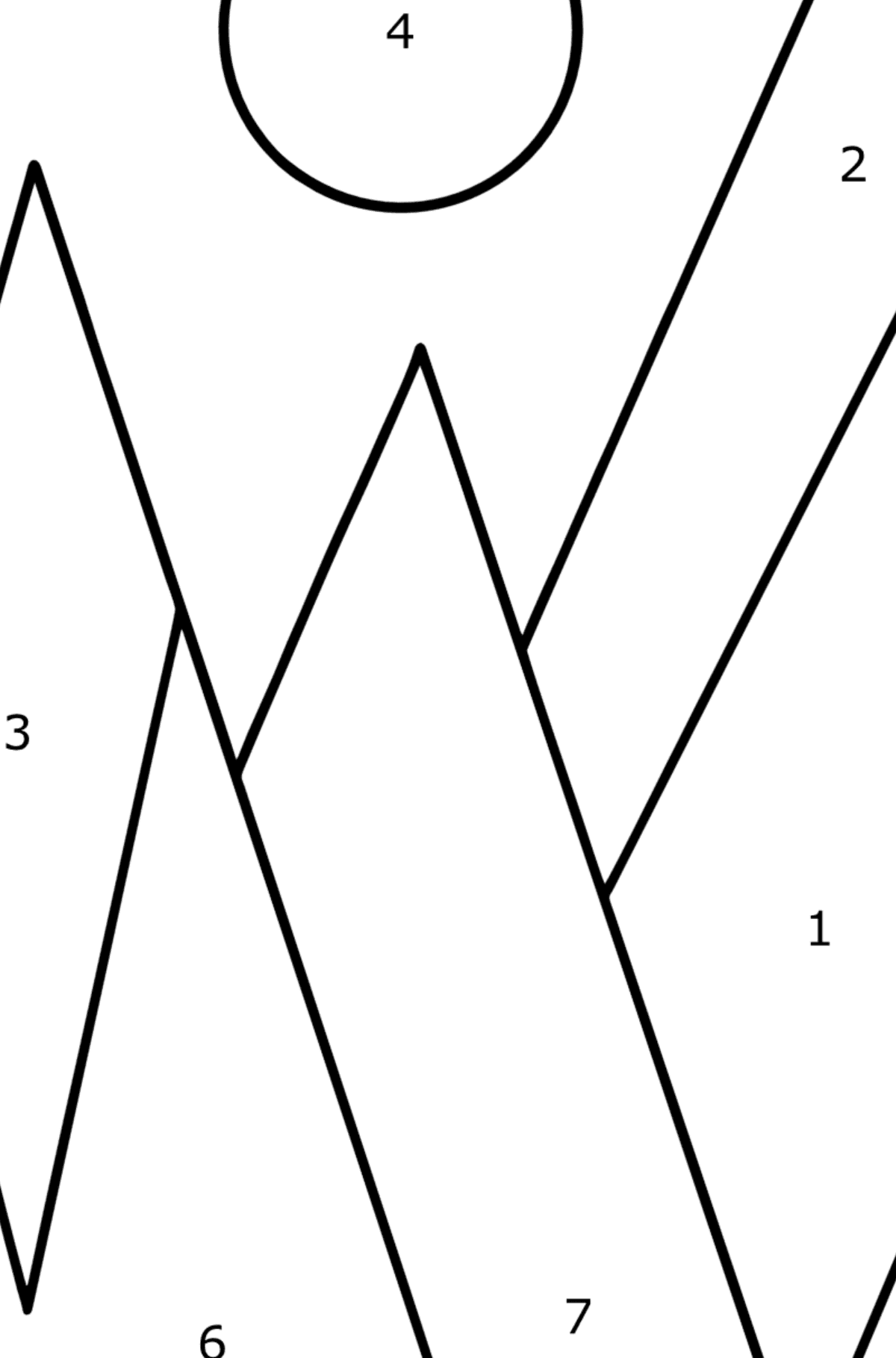 Omalovánka geometrické tvary - hory - Omalovánka podle Čísel pro děti