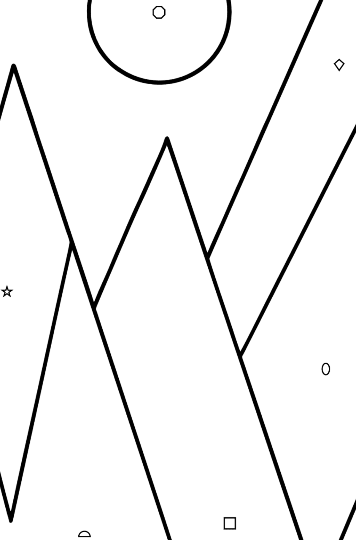 Omalovánka geometrické tvary - hory - Omalovánka podle Geometrických tvarů pro děti