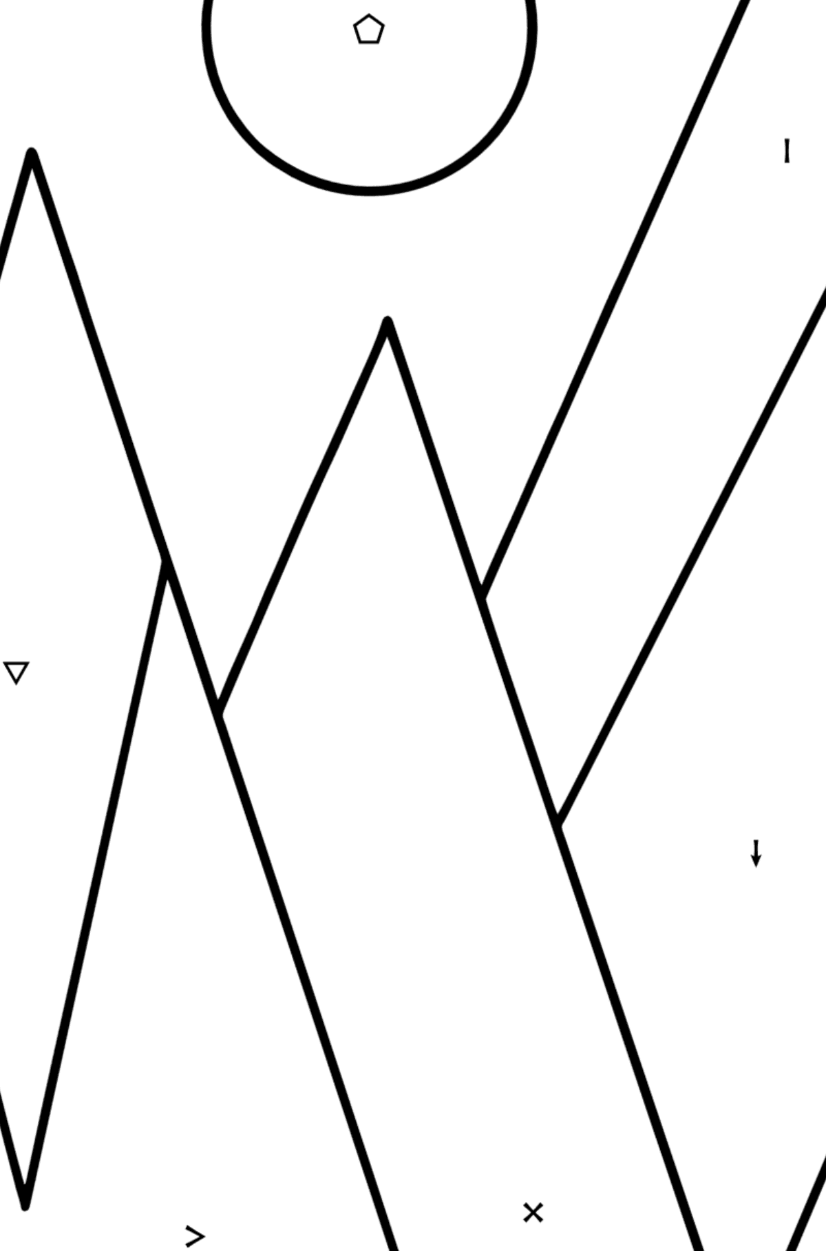 Omalovánka geometrické tvary - hory - Omalovánka podle Symbolů a Geometrickým Tvarům pro děti