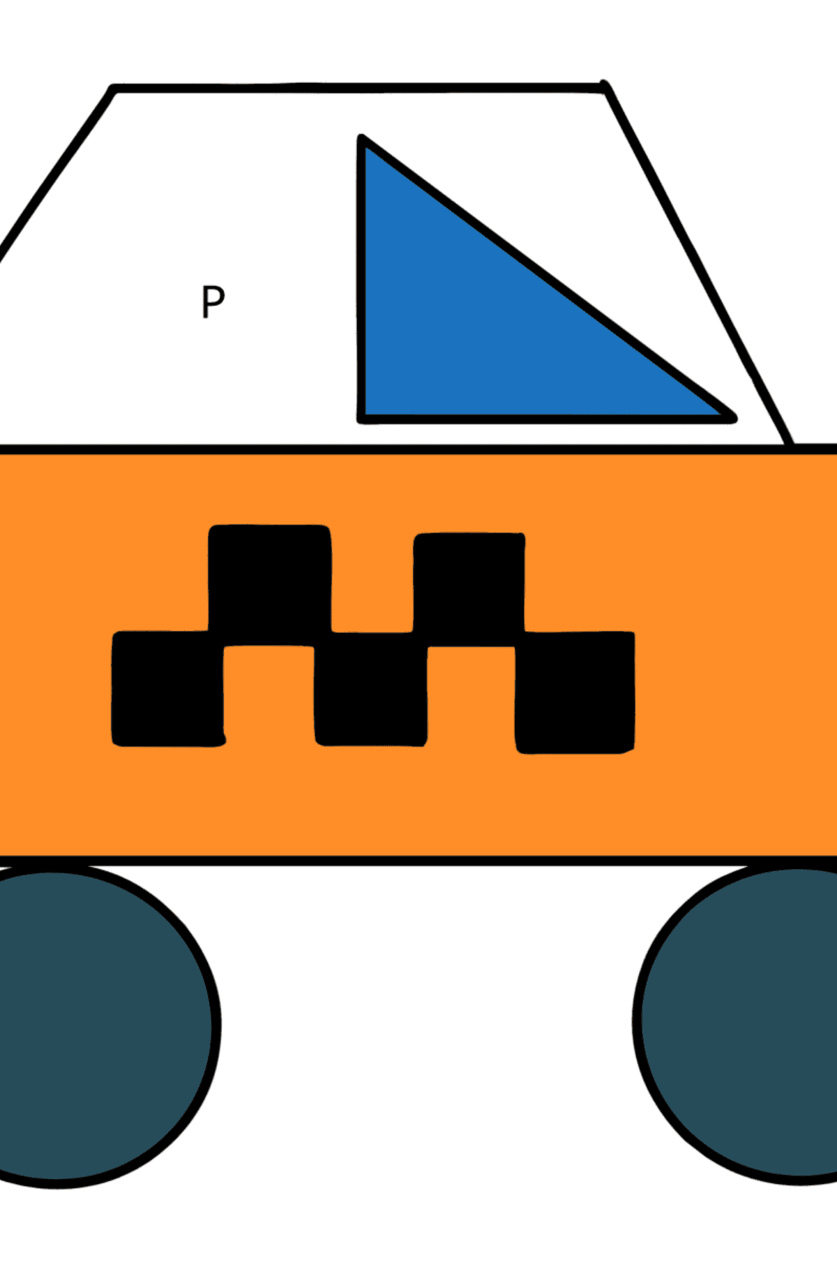 Desen de colorat forme geometrice – taxi - Desen de colorat după Literă pentru copii