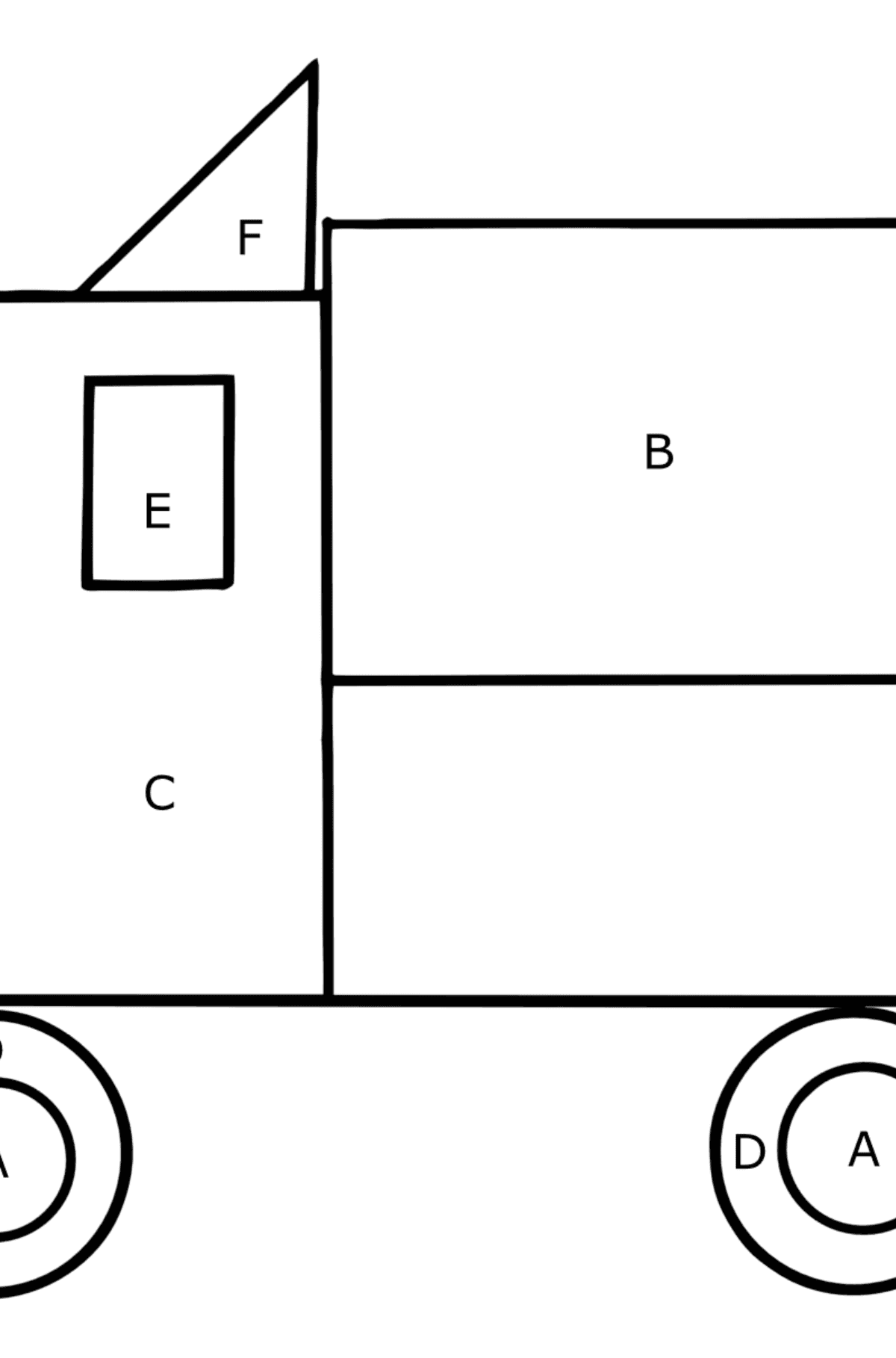 Geometric Truck coloring page - Coloring by Letters for Kids